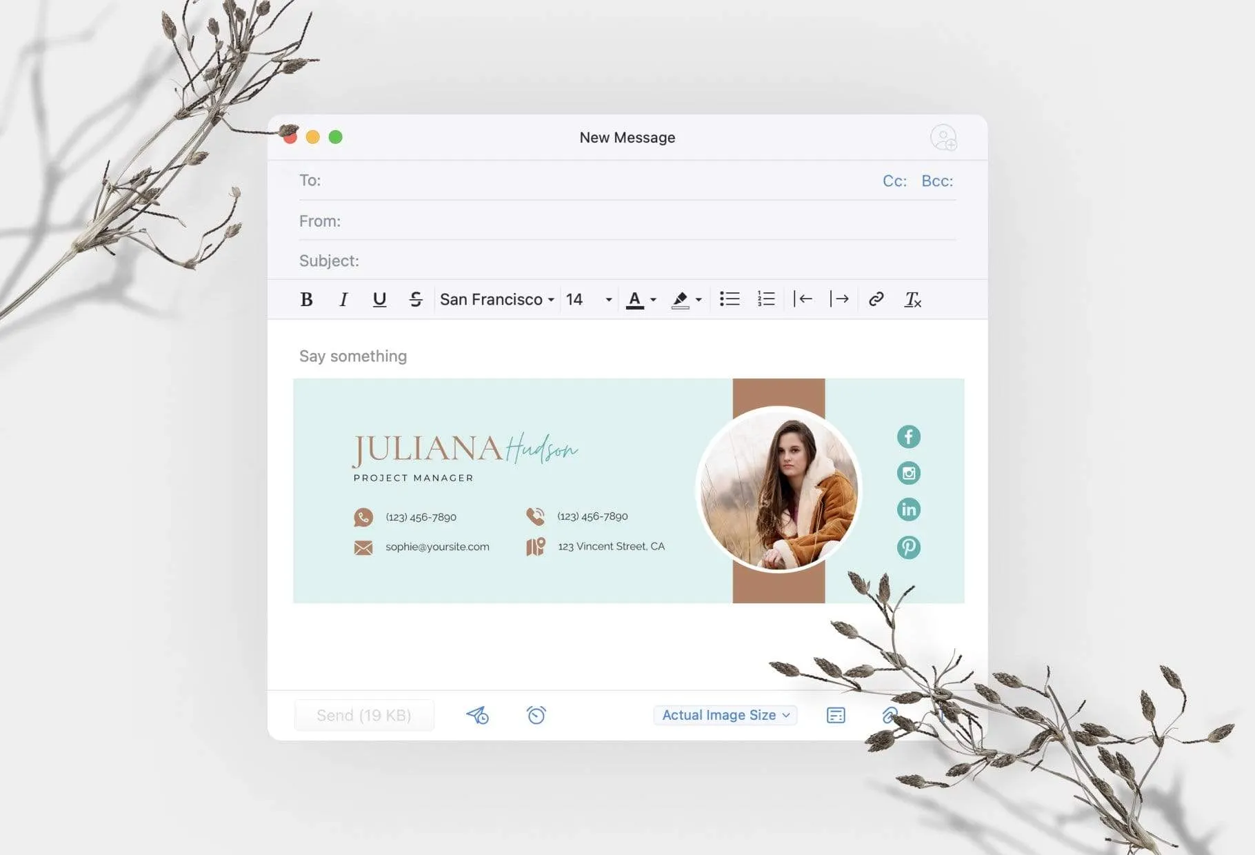 Juliana Email Signature Template Editable Canva Template Rose Gold