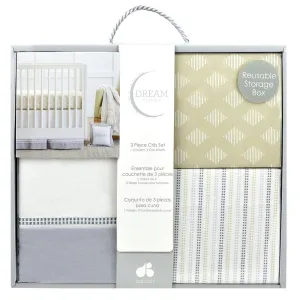Just Born Dream 3-Piece Crib Set, Taupe/Gray
