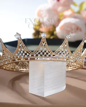 King Queen Rhinestone Crown Gold