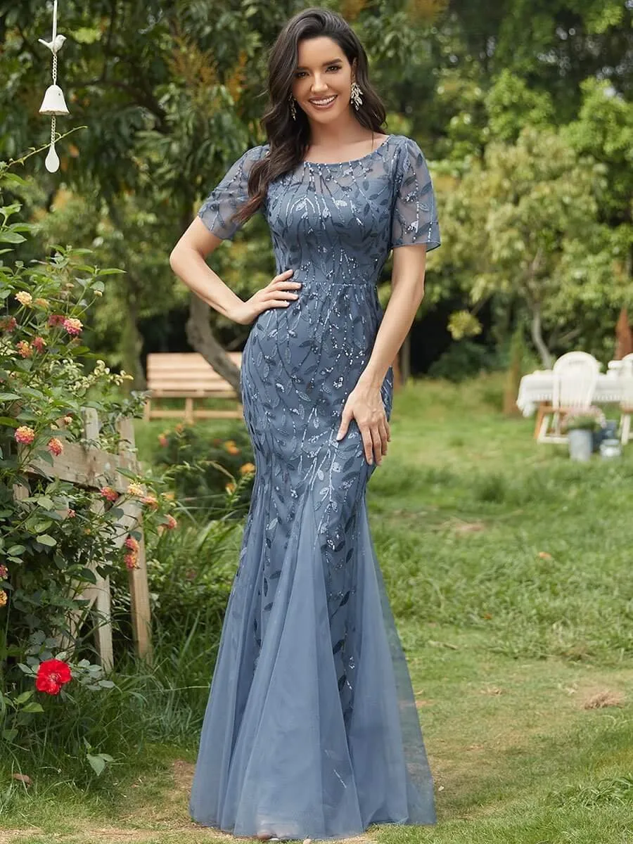 Krystal leaf pattern dress with sequins in dusky navy s8-10 Express NZ wide