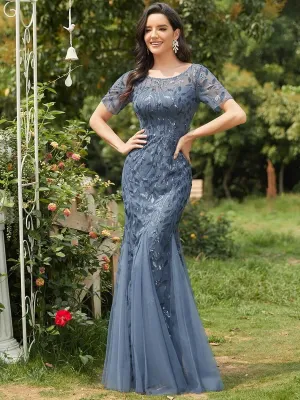 Krystal leaf pattern dress with sequins in dusky navy s8-10 Express NZ wide
