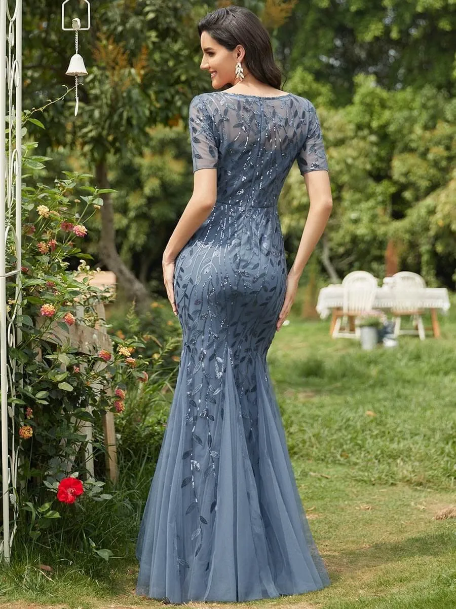 Krystal leaf pattern dress with sequins in dusky navy s8-10 Express NZ wide