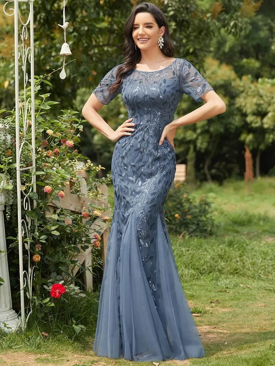 Krystal leaf pattern dress with sequins in dusky navy s8-10 Express NZ wide
