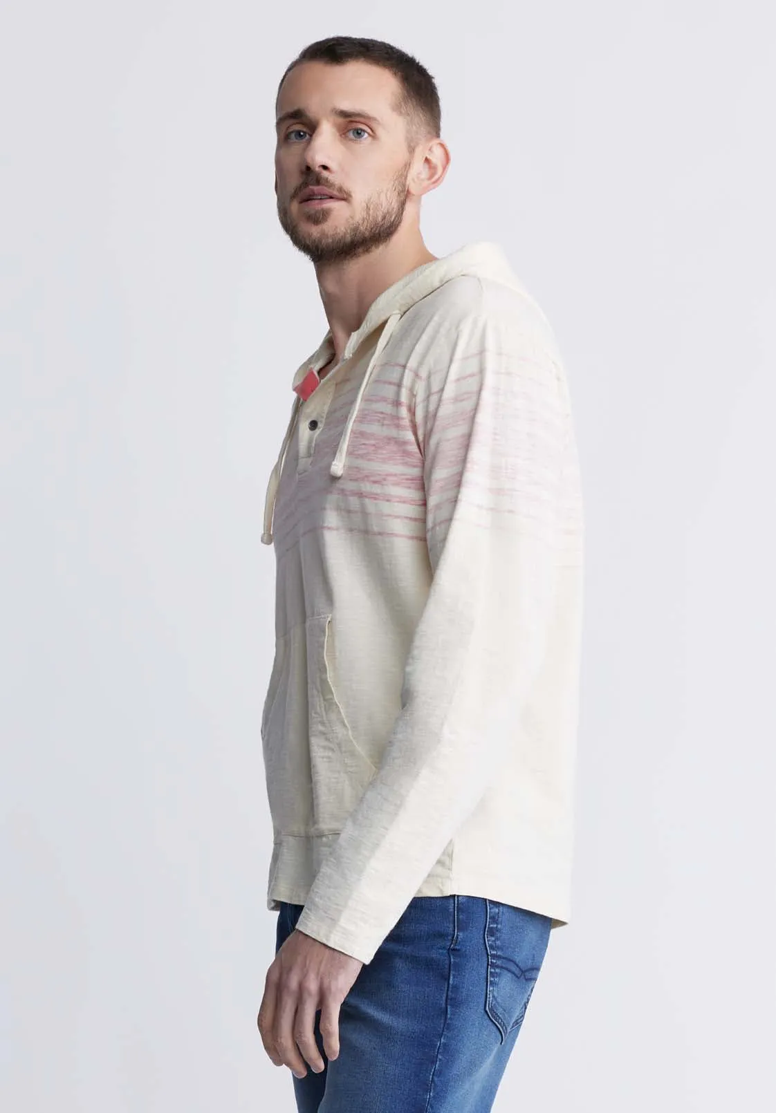 Kupid Men's Striped Hoodie in Whitecap Gray - BM24348