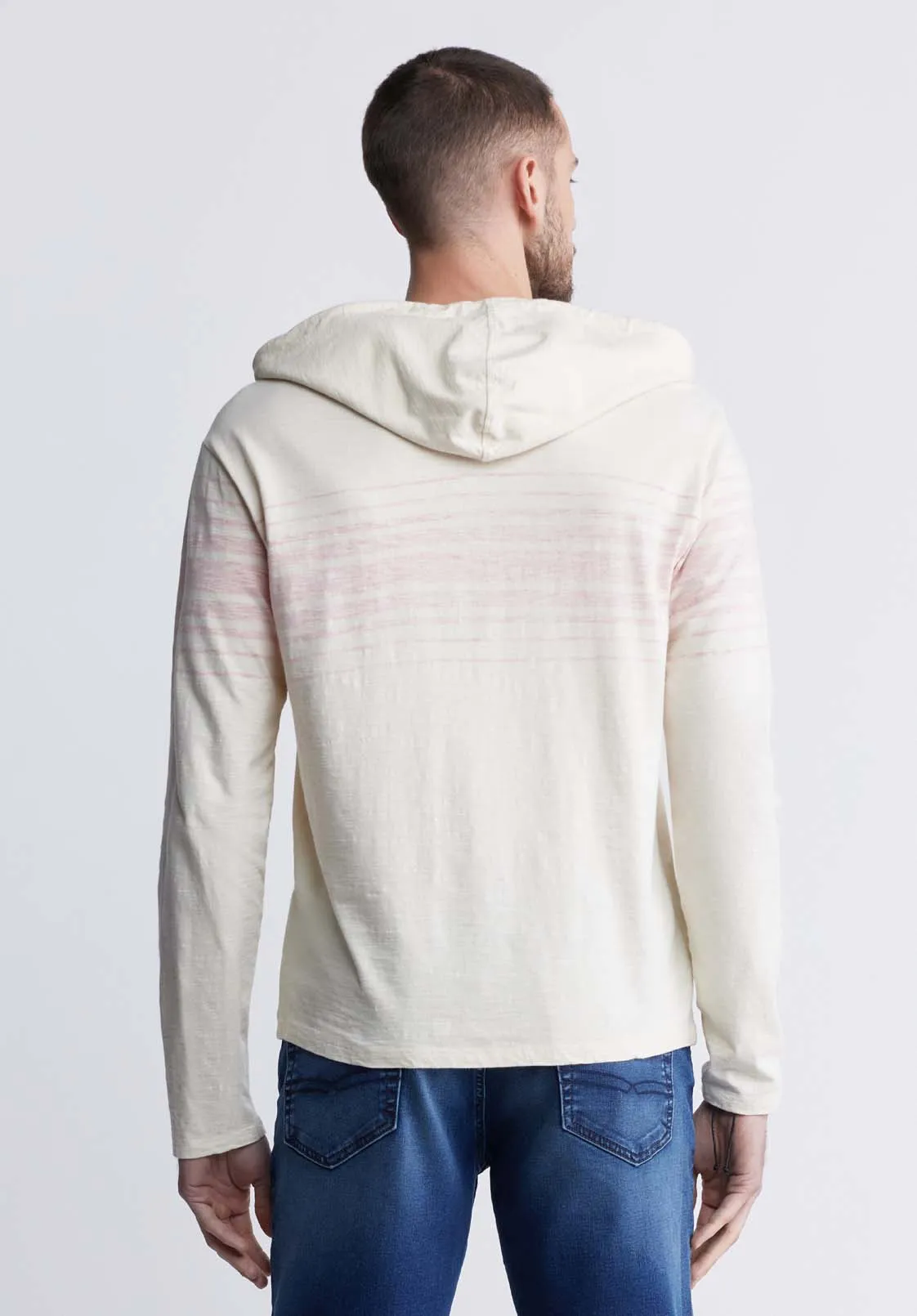 Kupid Men's Striped Hoodie in Whitecap Gray - BM24348