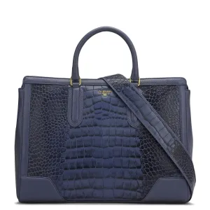 Large Croco Franzy Leather Satchel - Stardust