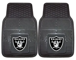 Las Vegas Raiders Car Mats Heavy Duty 2 Piece Vinyl