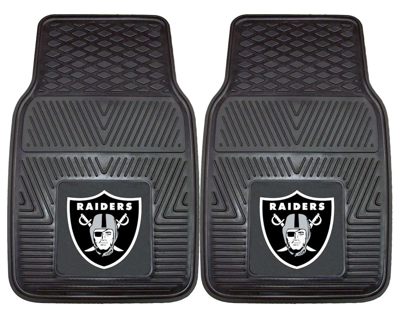 Las Vegas Raiders Car Mats Heavy Duty 2 Piece Vinyl