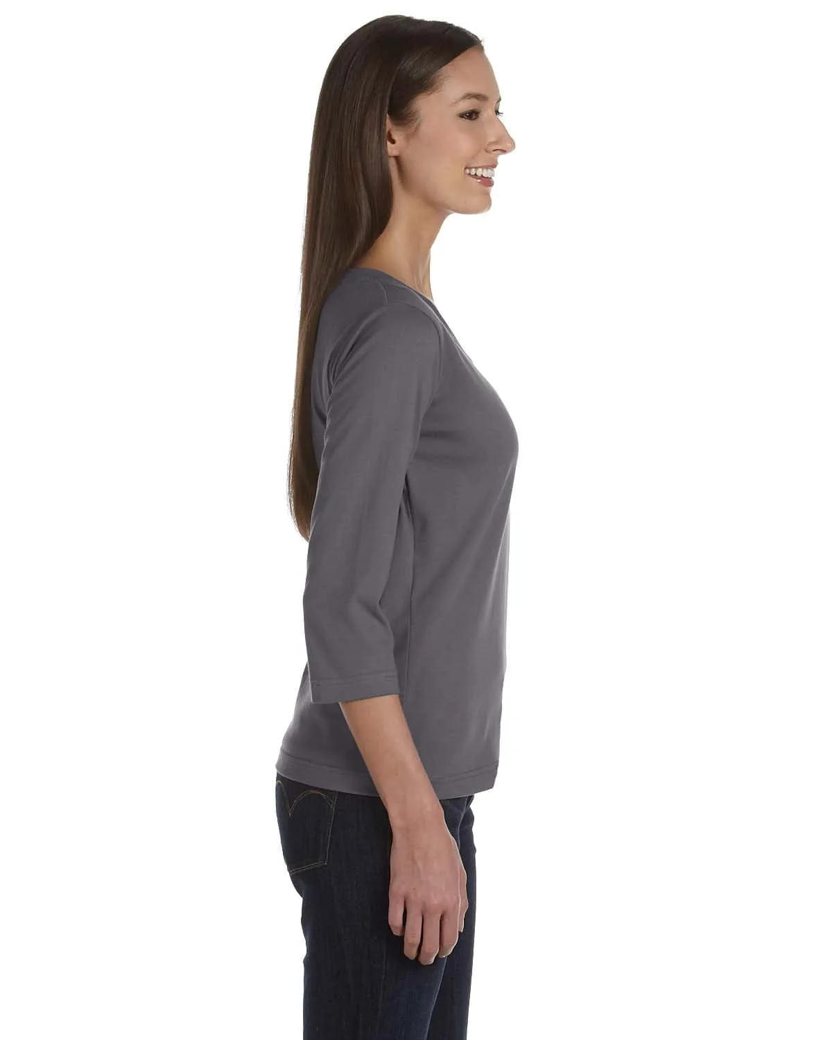 LAT Ladies 3/4 Sleeve V-Neck Tee