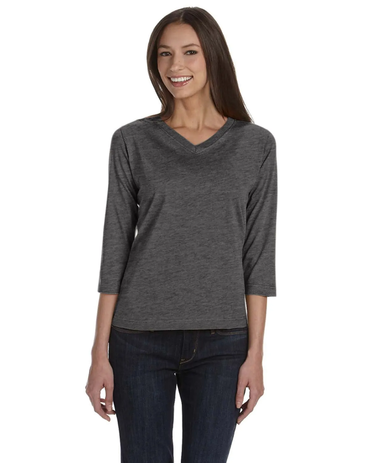 LAT Ladies 3/4 Sleeve V-Neck Tee