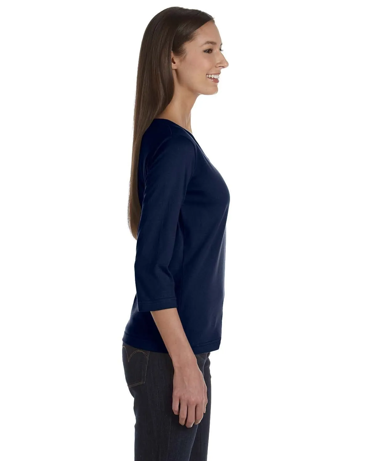 LAT Ladies 3/4 Sleeve V-Neck Tee
