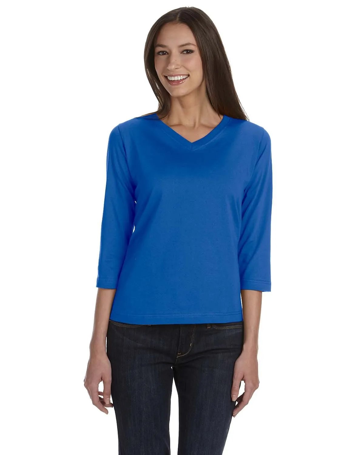 LAT Ladies 3/4 Sleeve V-Neck Tee