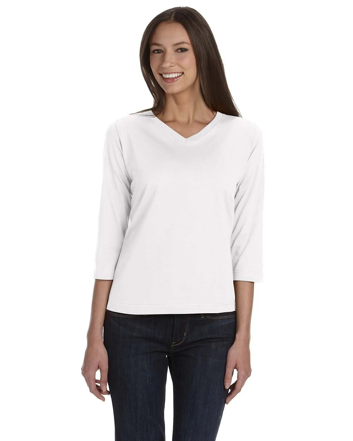 LAT Ladies 3/4 Sleeve V-Neck Tee