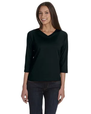 LAT Ladies 3/4 Sleeve V-Neck Tee