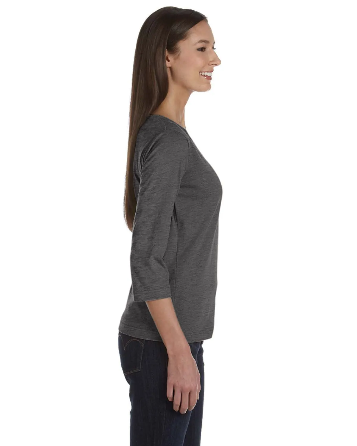 LAT Ladies 3/4 Sleeve V-Neck Tee