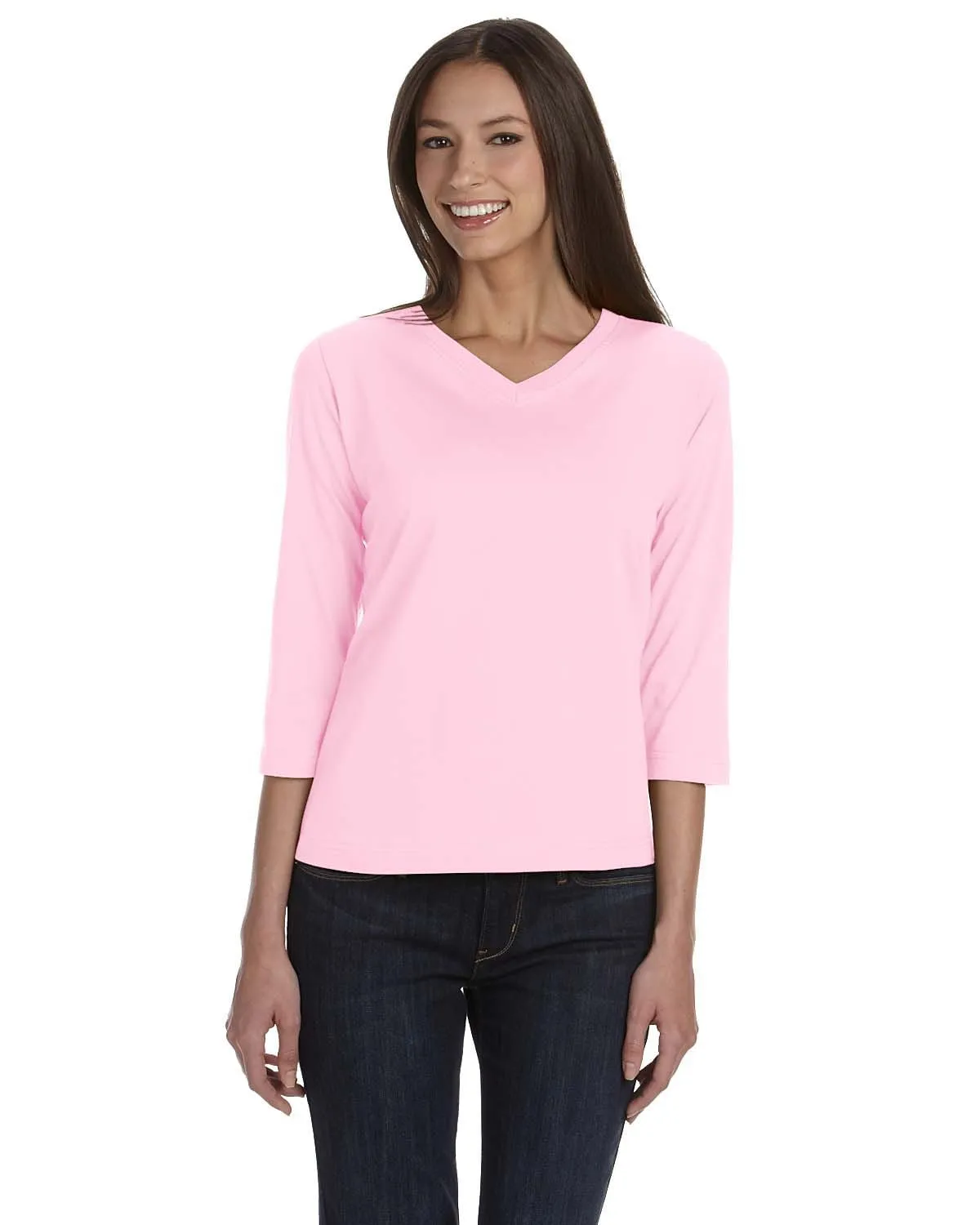 LAT Ladies 3/4 Sleeve V-Neck Tee