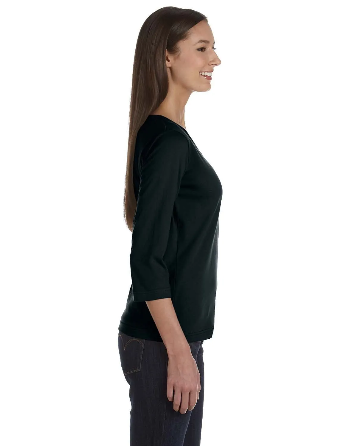 LAT Ladies 3/4 Sleeve V-Neck Tee