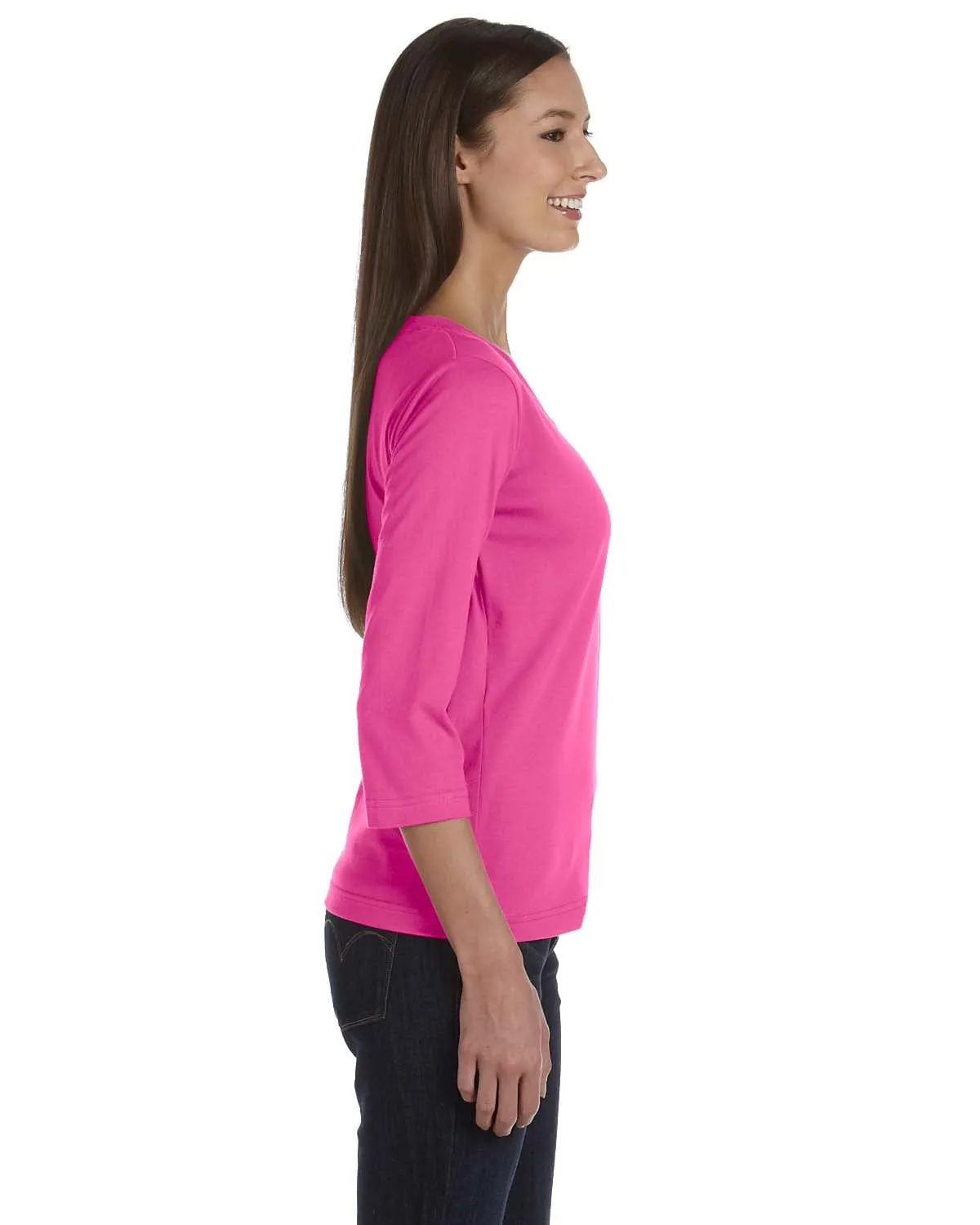 LAT Ladies 3/4 Sleeve V-Neck Tee