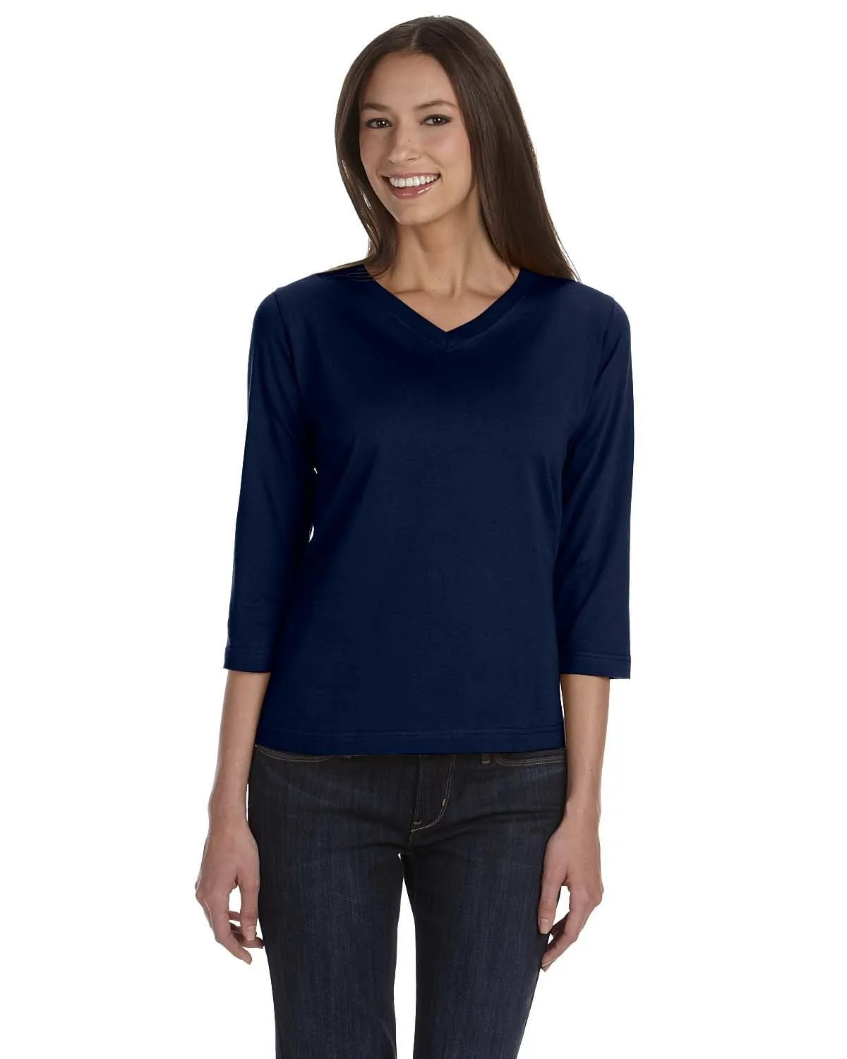 LAT Ladies 3/4 Sleeve V-Neck Tee