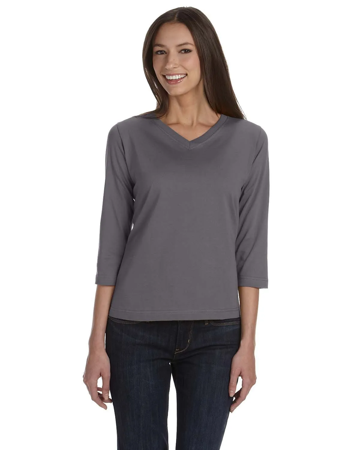 LAT Ladies 3/4 Sleeve V-Neck Tee