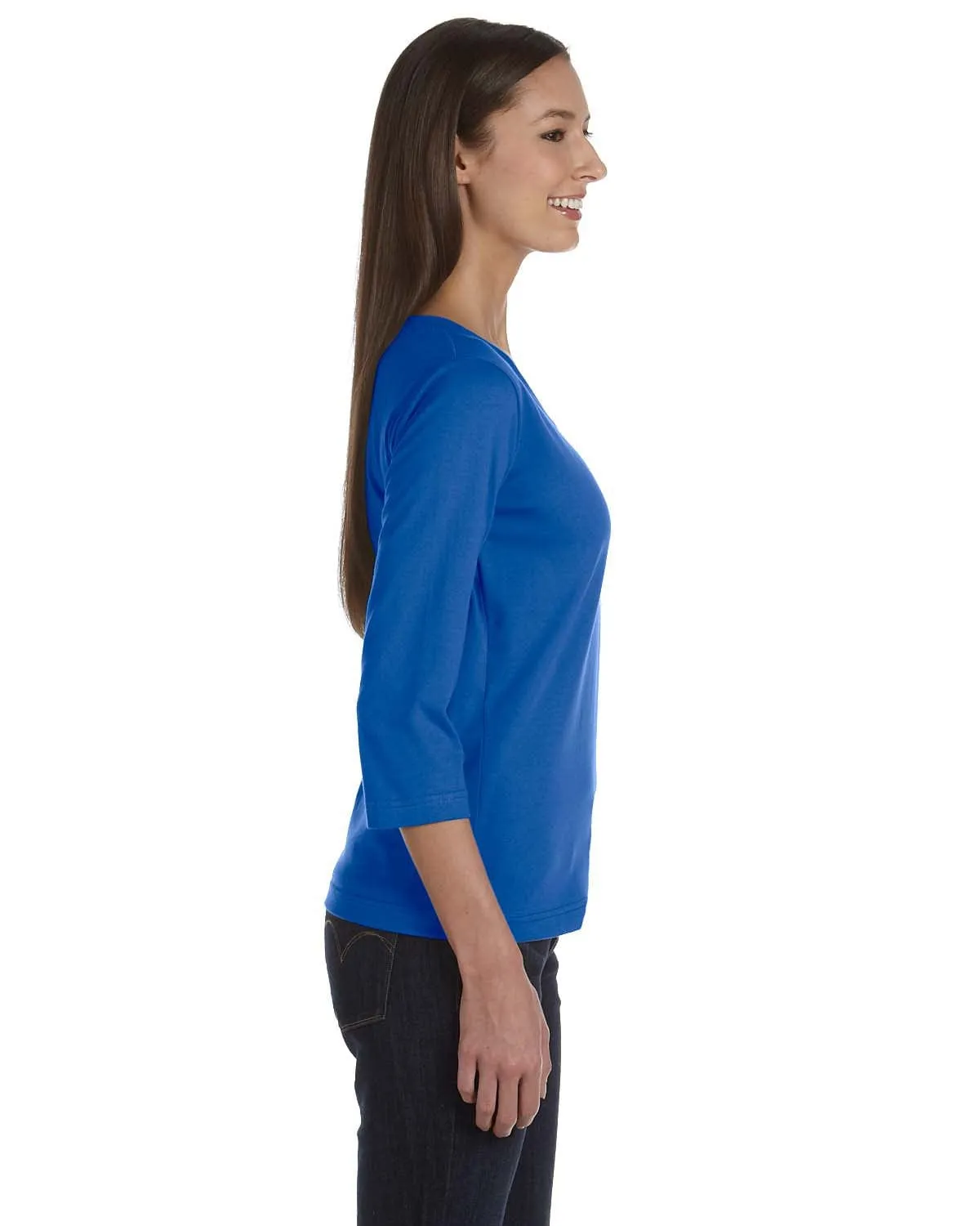 LAT Ladies 3/4 Sleeve V-Neck Tee