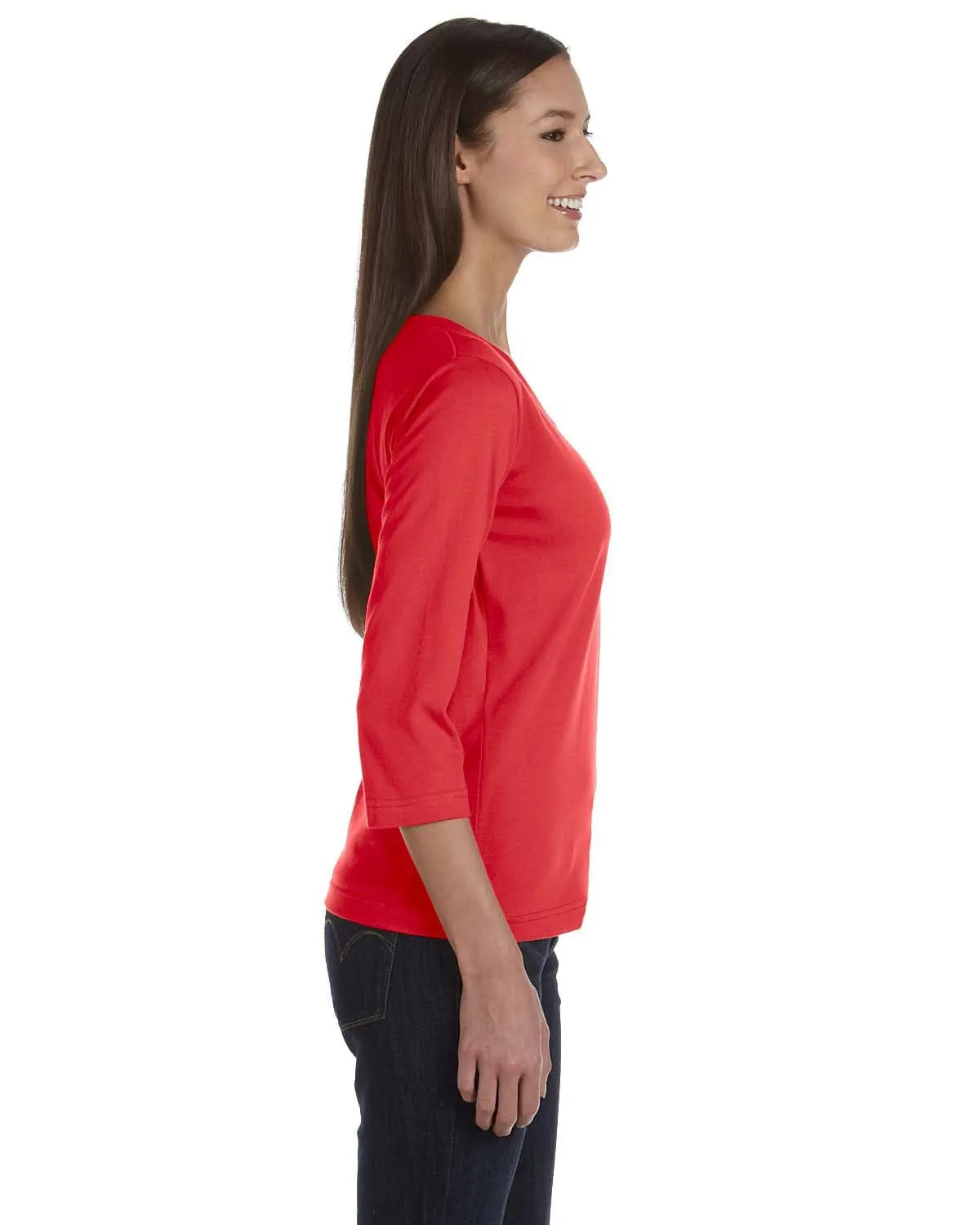LAT Ladies 3/4 Sleeve V-Neck Tee