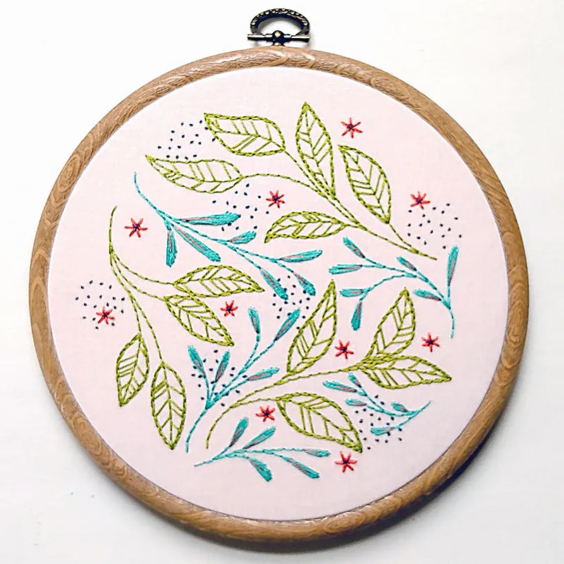 Leaf Dance -- Cozy Blue Embroidery Kit