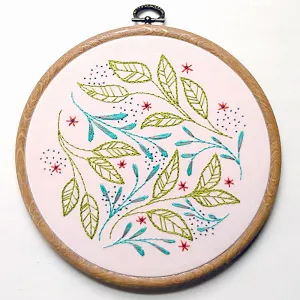 Leaf Dance -- Cozy Blue Embroidery Kit