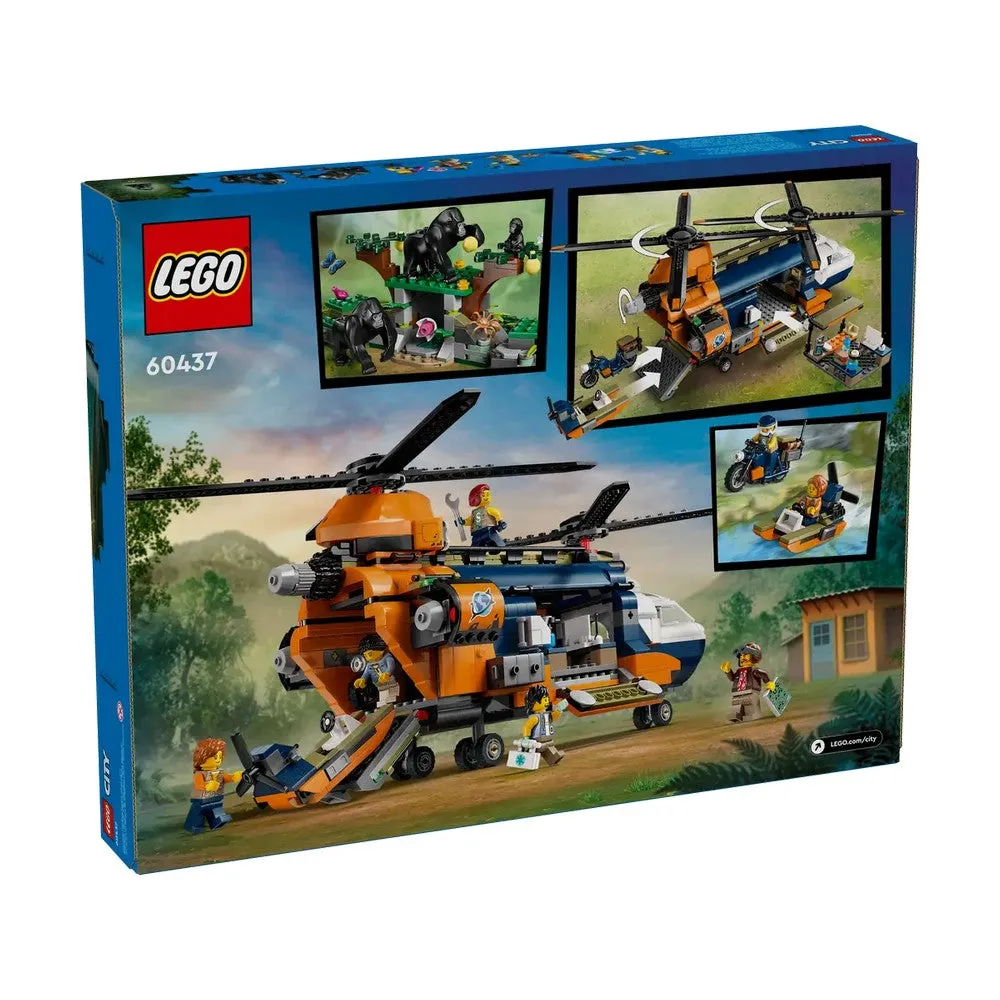 LEGO City -  Elicopterul unui explorator al junglei la tabara de baza 60437, 881 piese