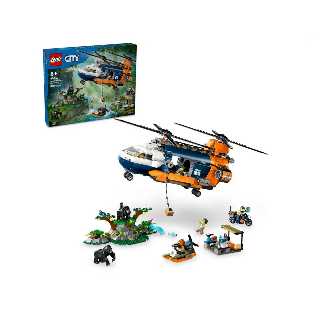 LEGO City -  Elicopterul unui explorator al junglei la tabara de baza 60437, 881 piese