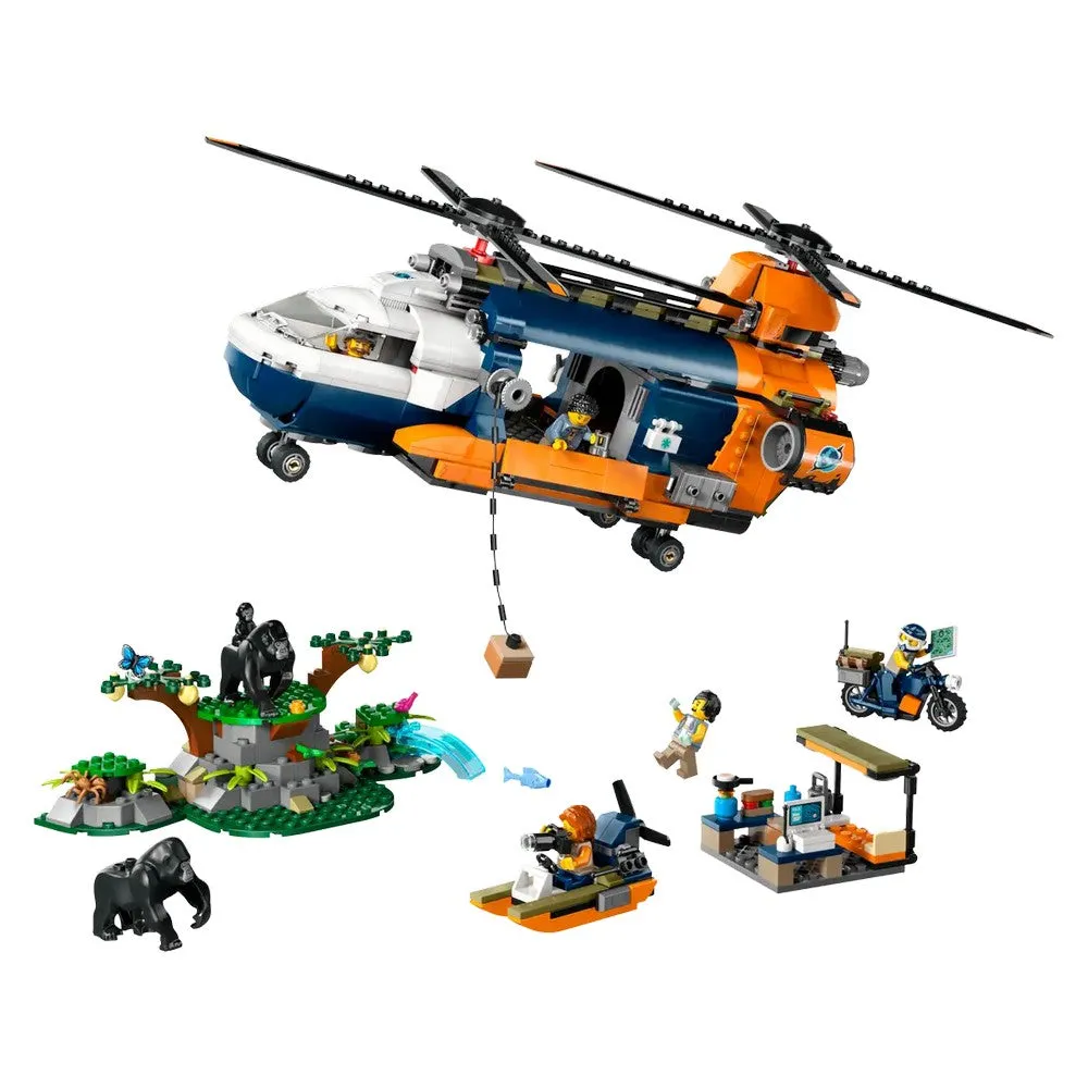 LEGO City -  Elicopterul unui explorator al junglei la tabara de baza 60437, 881 piese