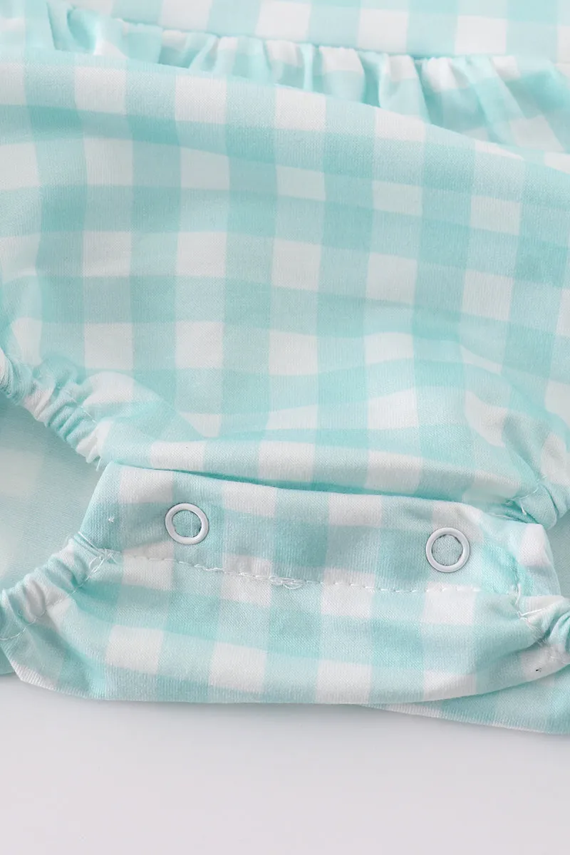 Leopard Bunny Embroidery Boy Gingham Bubble