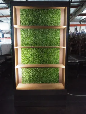Lighted Boxwood Hedge Bar Back Unit with Shelves