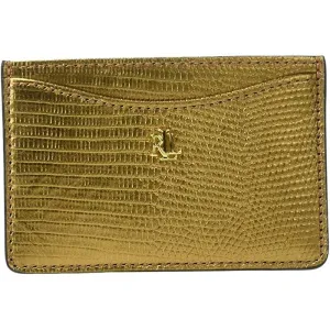 Lizard Embossed Slim Card Case Medium Gold