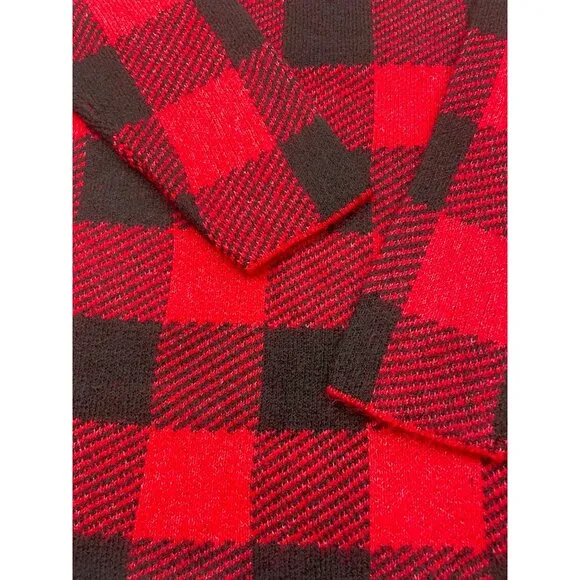 LOFT Petite Buffalo Plaid Mock Neck Tunic Sweater Large