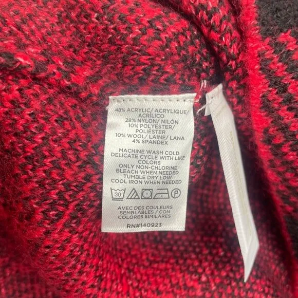 LOFT Petite Buffalo Plaid Mock Neck Tunic Sweater Large