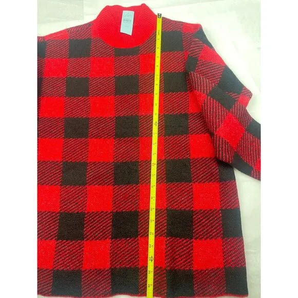 LOFT Petite Buffalo Plaid Mock Neck Tunic Sweater Large