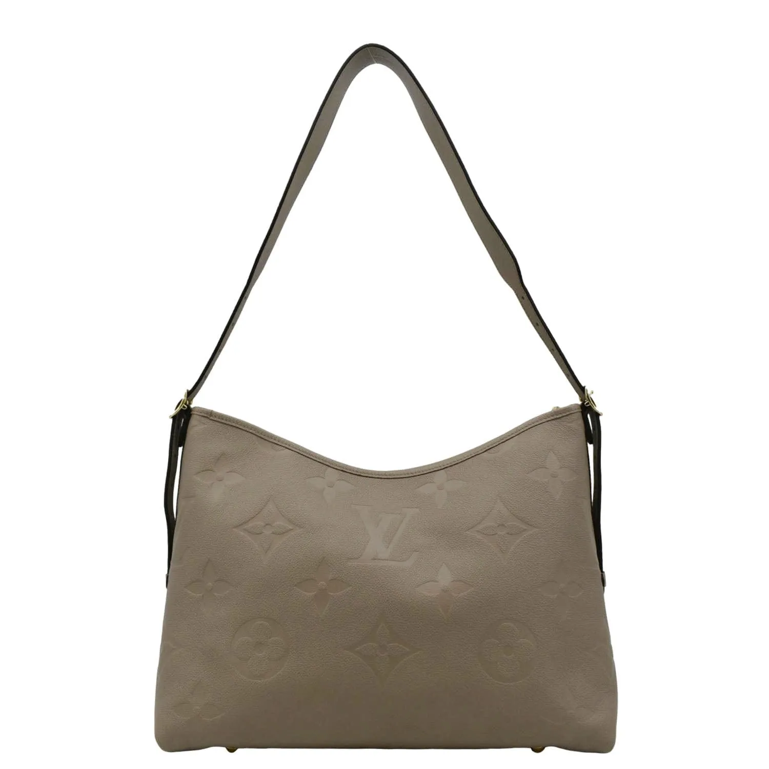 LOUIS VUITTON Carryall MM Monogram Empreinte Shoulder Bag Tourterelle Gray