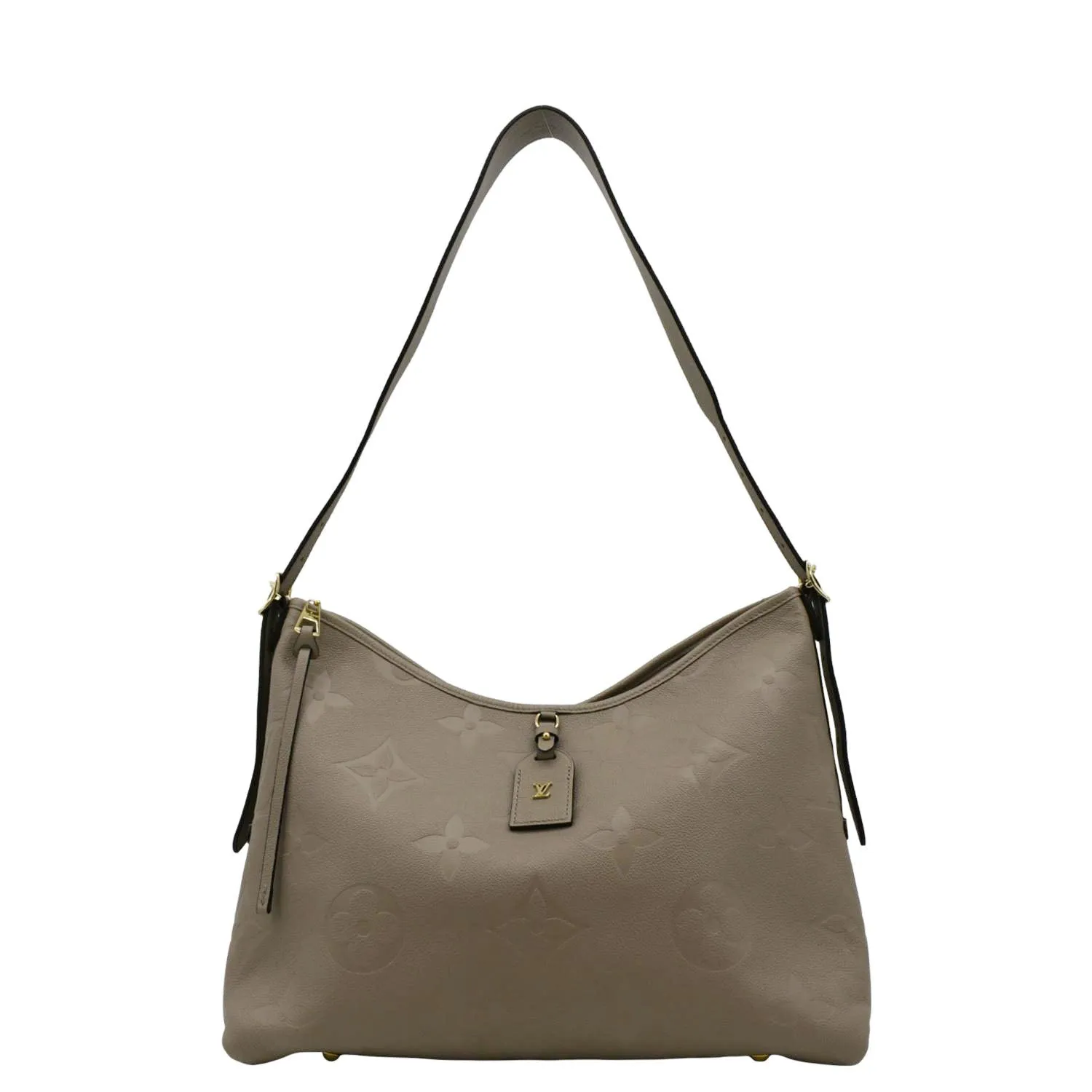 LOUIS VUITTON Carryall MM Monogram Empreinte Shoulder Bag Tourterelle Gray
