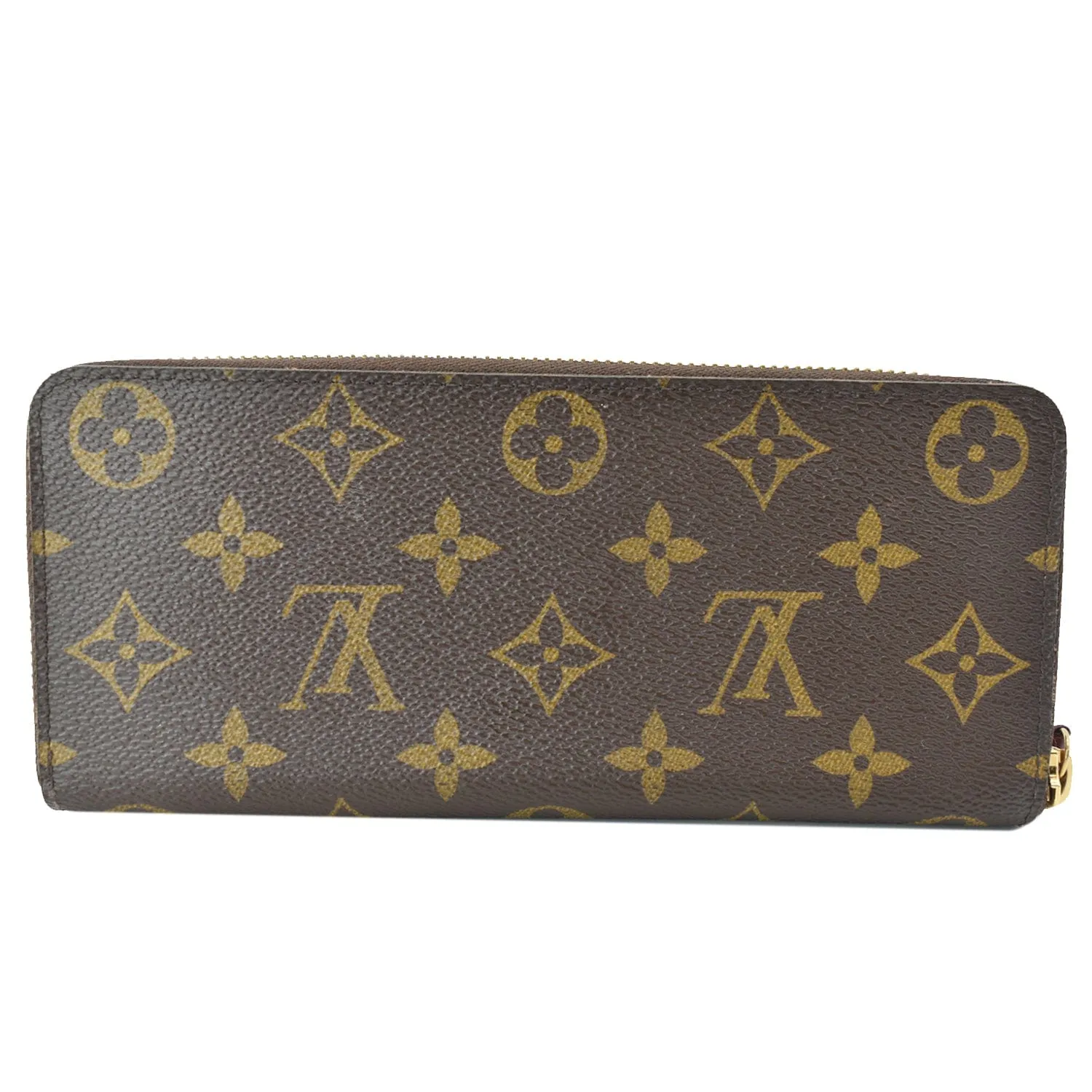 LOUIS VUITTON Clemence Monogram Canvas Zippy Wallet Brown