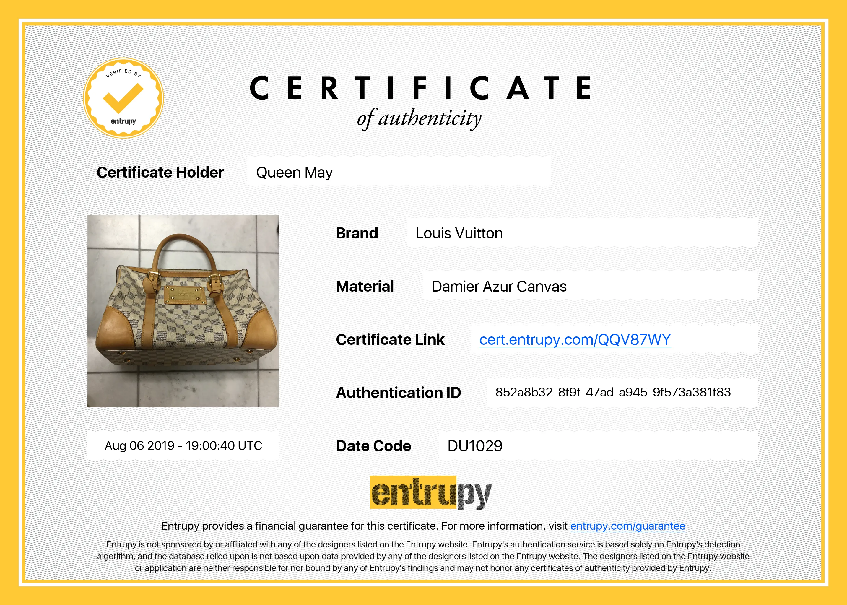 Louis Vuitton Damier Azur Berkeley Bag