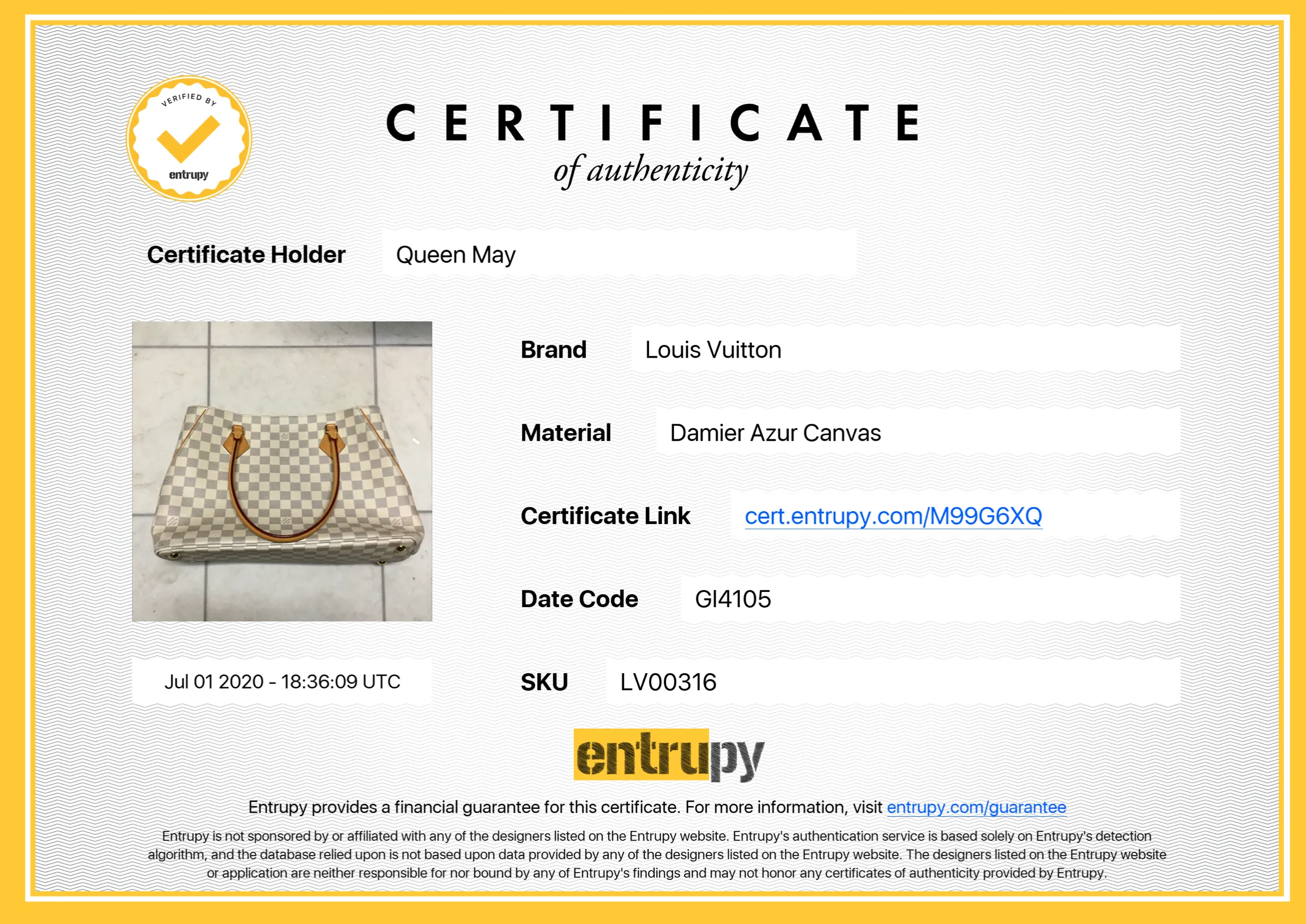 Louis Vuitton Damier Azur Calvi Tote