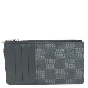 LOUIS VUITTON Damier Graphite Coin Card Holder Black