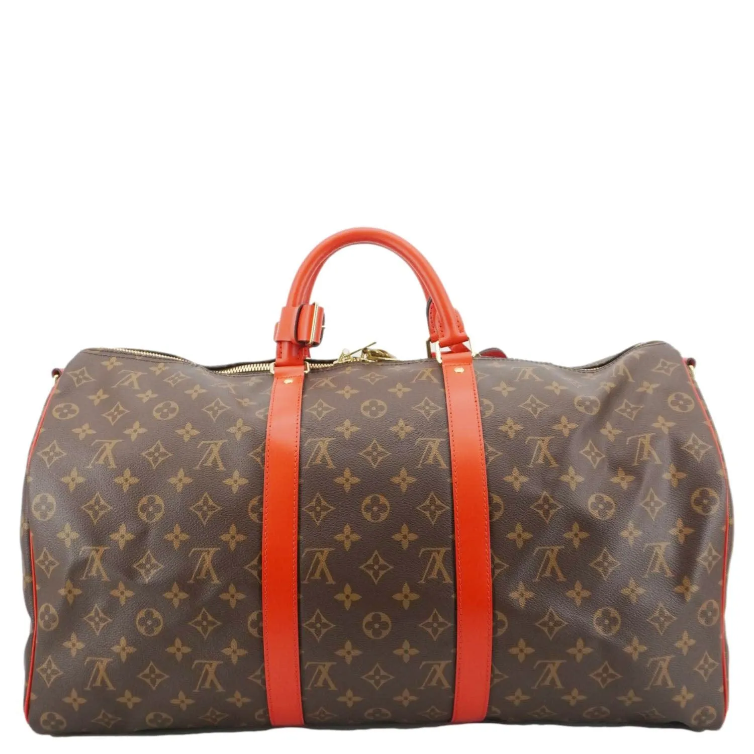 LOUIS VUITTON Keepall Bandoulière 50 Monogram Canvas Travel Bag Coquelicot