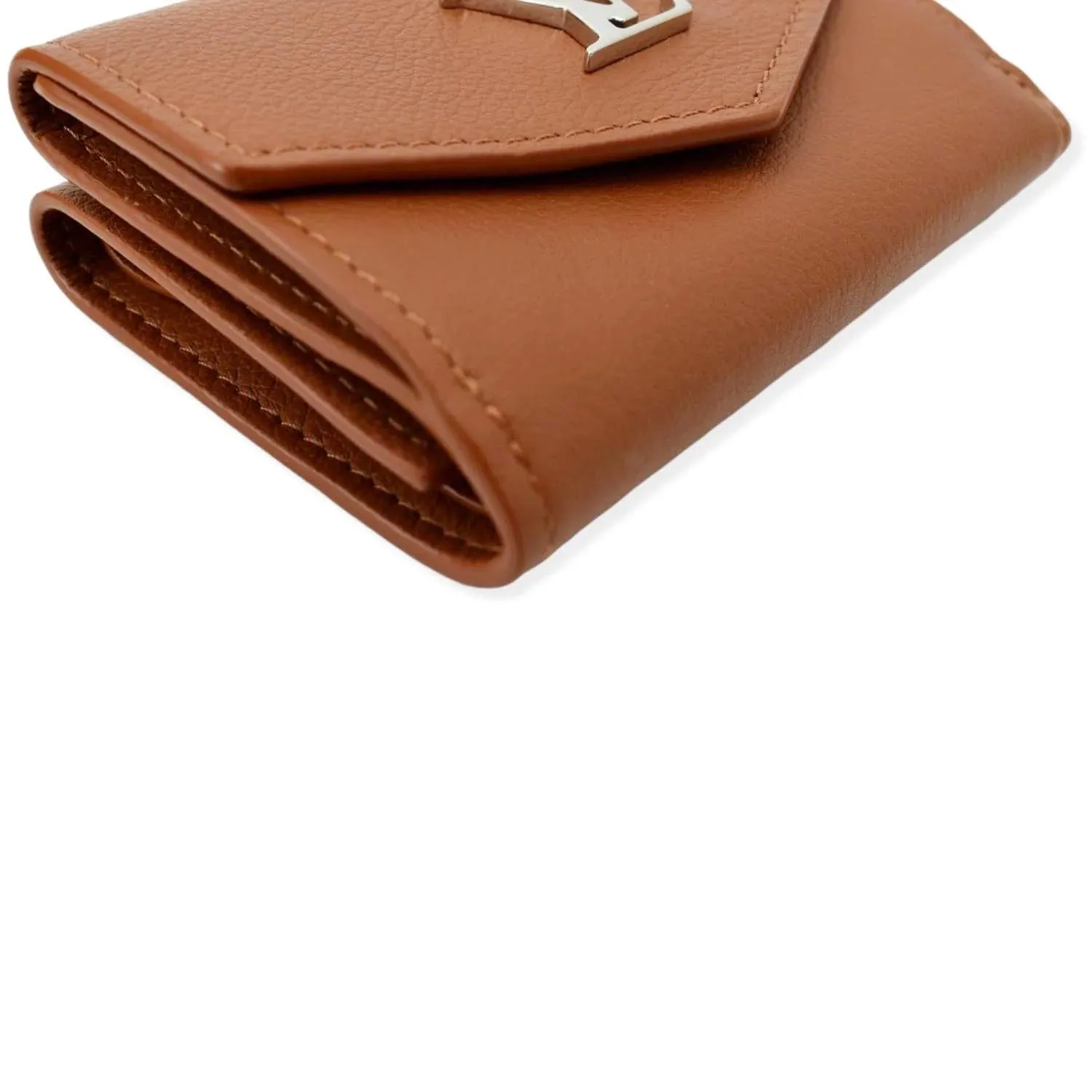 LOUIS VUITTON Lockmini Calfskin Leather Card Case Wallet Brown