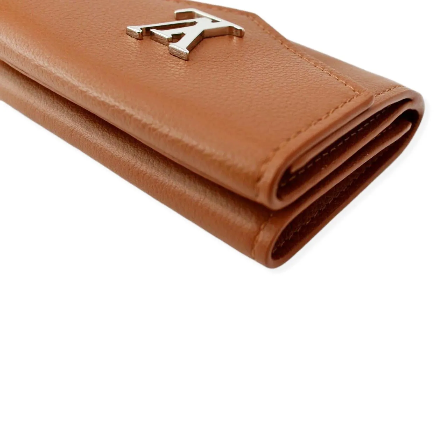 LOUIS VUITTON Lockmini Calfskin Leather Card Case Wallet Brown