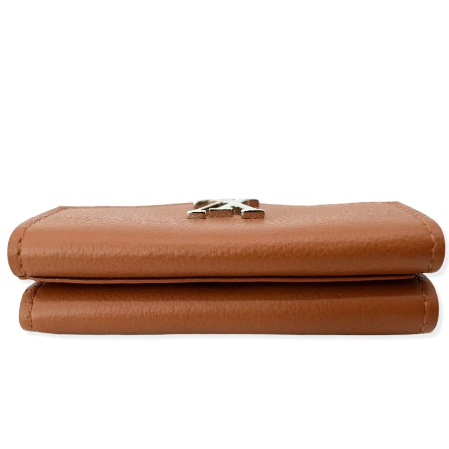 LOUIS VUITTON Lockmini Calfskin Leather Card Case Wallet Brown