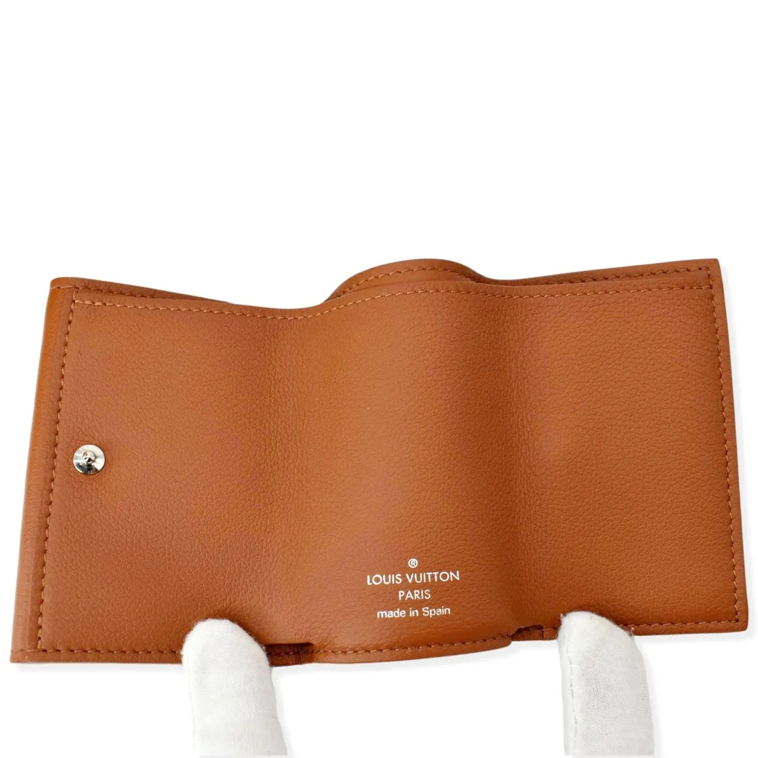 LOUIS VUITTON Lockmini Calfskin Leather Card Case Wallet Brown