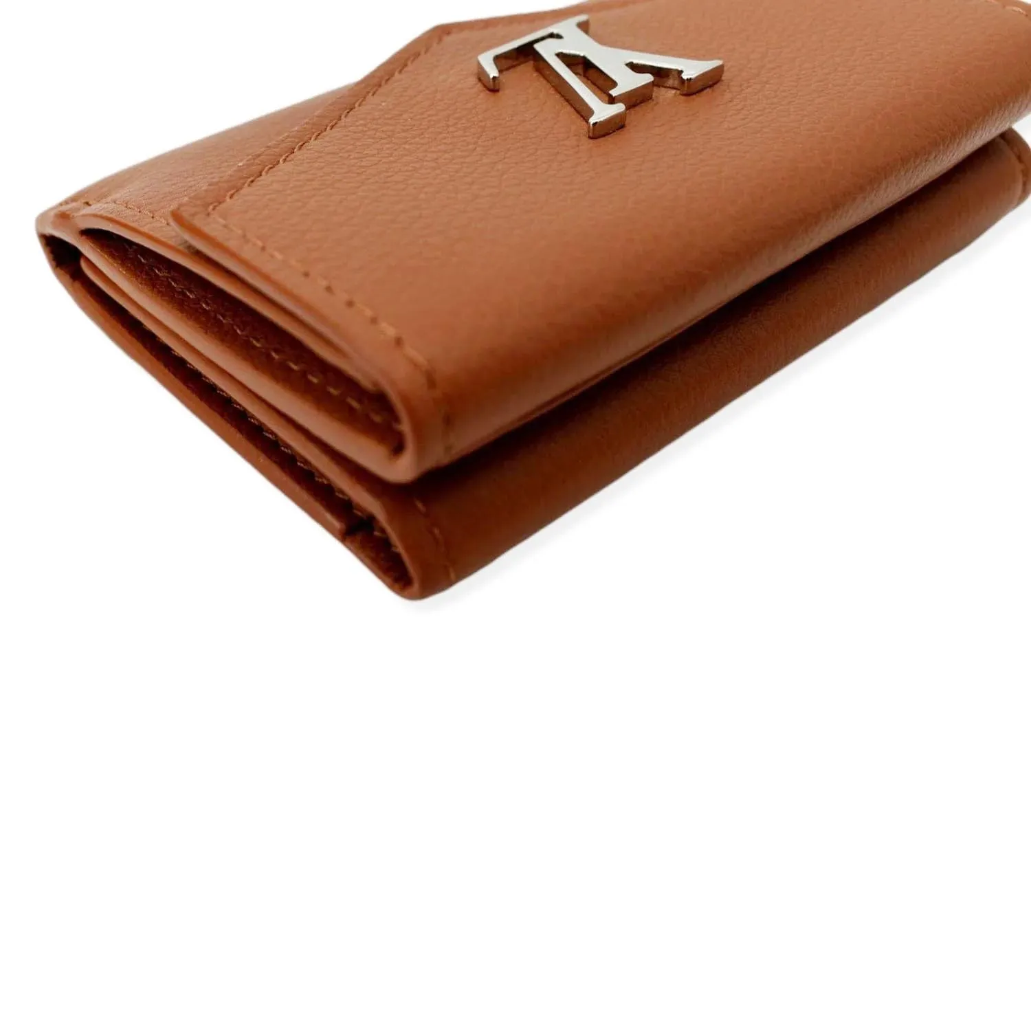 LOUIS VUITTON Lockmini Calfskin Leather Card Case Wallet Brown