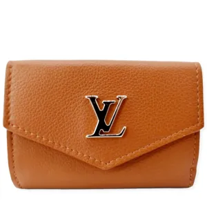 LOUIS VUITTON Lockmini Calfskin Leather Card Case Wallet Brown